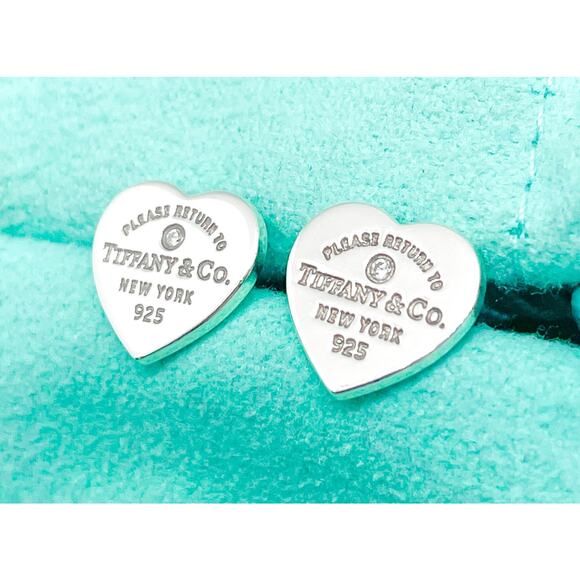 Tiffany & Co. Jewelry - Tiffany & Co. Return to Tiffany Mini Heart Diamond Sterling Silver Stud Earrings